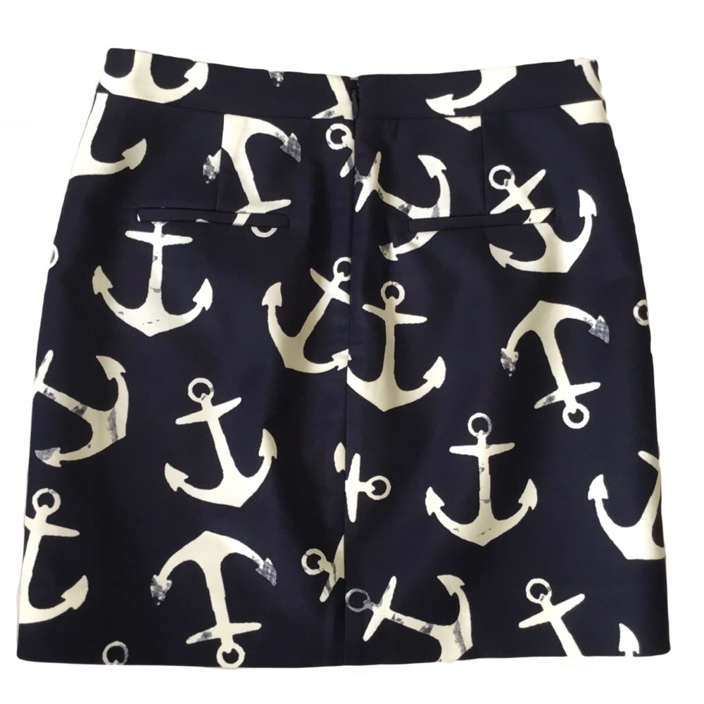 J. Crew Nautical Anchor Print Skirt. Navy. Sz 0